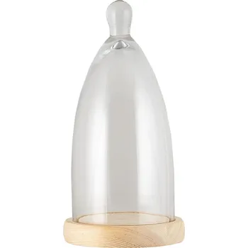 Stolování Clayre & Eef - Skleněný poklop s dřevěnou podstavou 6GL3007