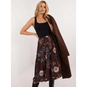 Dámská sukně Hnědá midi květovaná sukně bomber