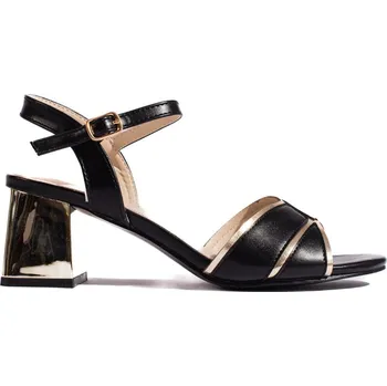 Dámské sandále Černo-zlaté sandály na sloupkovém podpatku GD-FL1133B/GO Velikost: 39