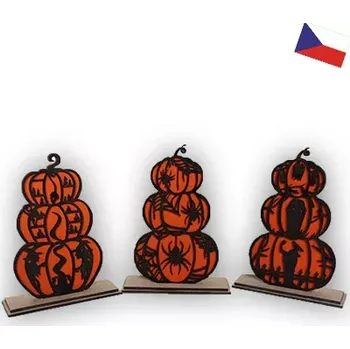 Dřevěná hračka JH WoodArt Halloweenová dekorace dýní set 3 ks (Halloweenská dřevěná výzdoba)