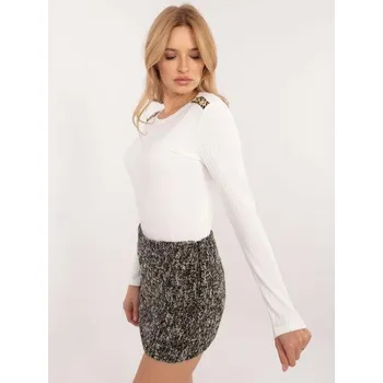 Dámská halenka Halenka s dlouhým rukávem v barvě ecru s leopardími vsadkami