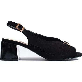 Dámské sandále Elegantní sandály na sloupkovém podpatku - černé GD-FL1393B Velikost: 36