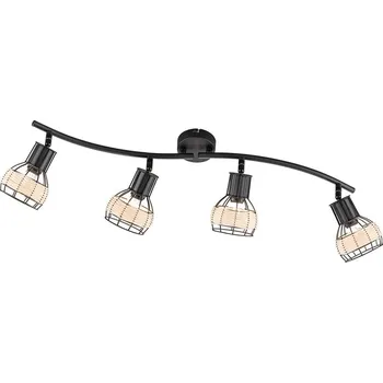 Černé stropní svítidlo s kovovo-ratanovým stínidlem 10,5x70 cm Straw – Fischer & Honsel ID_1711478