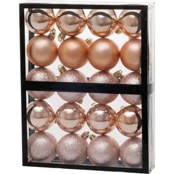 Vánoční ozdoba KOULE MAGICHOME VÁNOCE, 20 ks, růžové zlato, mix, 5 cm