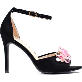 Dámské sandále Černé sandály s ozdobou na vysokém podpatku GD-FL1093B/B Velikost: 37