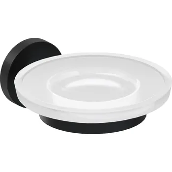 Sada koupelnových doplňků MIO Držák na mýdlo, Ø 110 mm, matné sklo, černý mat