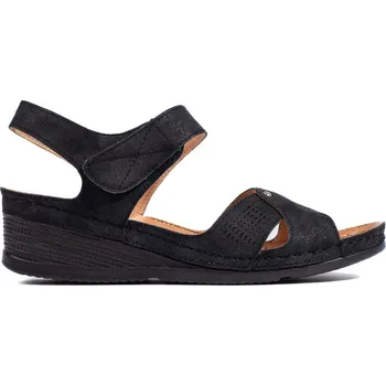 Dámské sandále Dámské sandály na klínku na suchý zip - černé H0023NE Velikost: 36