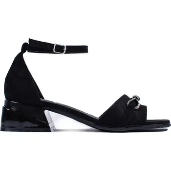 Dámské sandále Černé semišové sandály na nízkém podpatku GD-FL1373B Velikost: 36