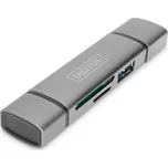 Digitus DA-70886 čtečka karet USB 3.2 Gen 1 (3.1 Gen 1) Type-A/Type-C Hliník