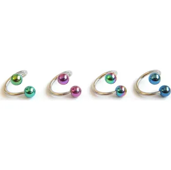 Piercing Piercingate spirála, kuličky eloxované PSP00041 - Barva/Motiv: Modrá, Kuličky: 5 mm, Průměr spirály: 10 mm, Průměr tyčky: 1,6 mm