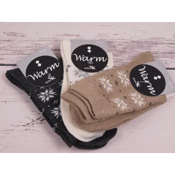 Dámské ponožky CNB BERLIN Termo ponožky SADA 3 PÁRŮ DE 37754 teplé s vlnou norský vzor tm. šedé smatnové a béžové velikosti ponožek: 23-25 (EUR vel. 35-38)