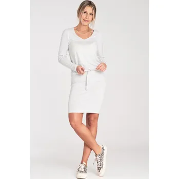 Dámské šaty Světle šedé dámské sportovní šaty s dlouhým rukávem M1049 light grey Velikost: L