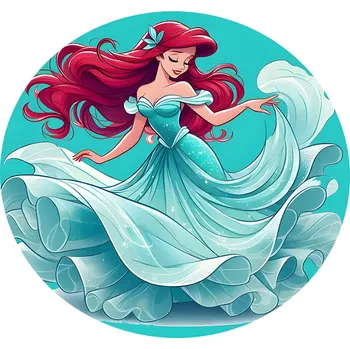 Koberec Disney Kruhový koberec zelený ⌀120cm - Mořská panna