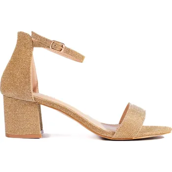 Dámské sandále Zlaté brokátové sandály na podpatku BL435GO Velikost: 36