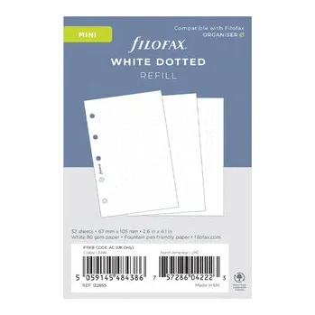 Diář Filofax, Papíry pro diáře, tečkované, mini, bílá