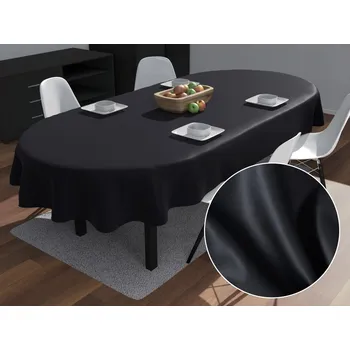 ubrus Velký oválný bavlněný saténový ubrus ST-006 Černý 180x220 cm