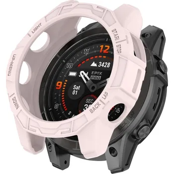 Příslušenství k chytrým hodinkám VSECHNONAMOBIL 91903 TPU HALF COVER Kryt pro Garmin Fenix E 47mm světle růžový