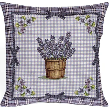 Povlak na dekorativní polštářek Dekorační povlak na polštářek RETRO LEVANDULE NA FIALOVÉ KOSTIČCE, 45x45cm