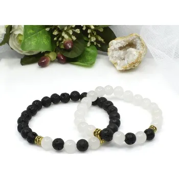 Náramek Mijabijoux Partnerské náramky z lávy a křišťálu MB00435