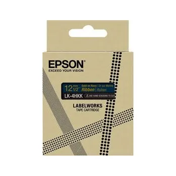 Pásek do tiskárny Epson LabelWorks LK-4HKK - Saténový - zlatá na námořnické modré - Role (1,2 cm x 5 m) 1 role stužková páska - pro LabelWorks LW-