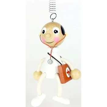 Dřevěná hračka DOKTOR - dřevěná figurka na pružince