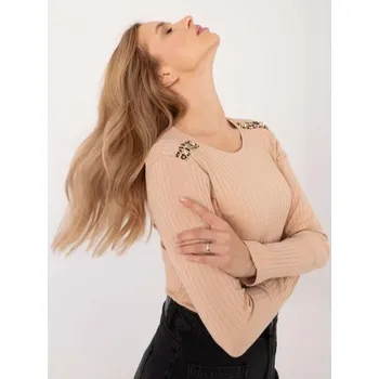 Dámská halenka Velbloudí žebrovaná bavlněná halenka s dlouhým rukávem