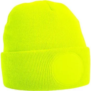 Čepice Beechfield Beanie čepice z akrylu s kruhovou plochou pro potisk či výšivku Barva: žlutá fluorescentní CB446