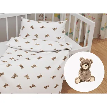 Povlečení Dětské bavlněné povlečení do postýlky Sandra SA-531 Medvídci na bílém Do postýlky 90x140 a 50x70 cm