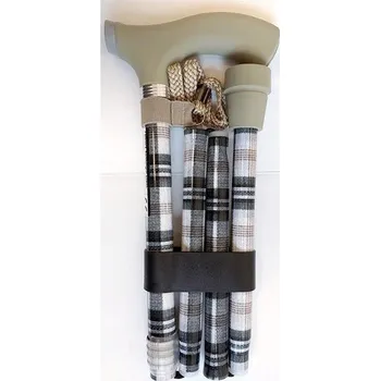 Sundo Skládací podpůrná hůl se silikonovou rukojetí, výška 85 - 95 cm, kostkovaná