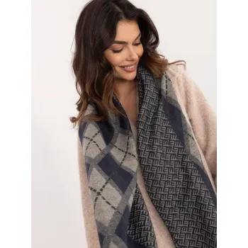 Šátek Námořnicko-béžová dámská šála s kosočtverci