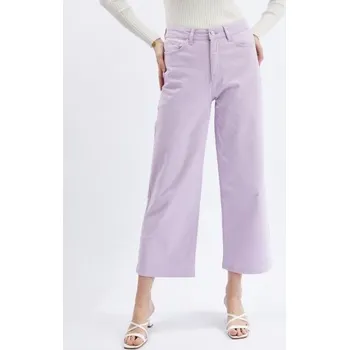 Dámské oblečení Světle fialové dámské zkrácené flared fit džíny