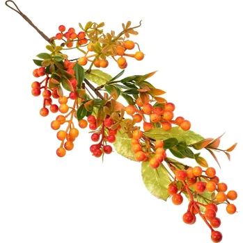 umělá květina Větev podzimní závěsná s jeřabinami 52 cm