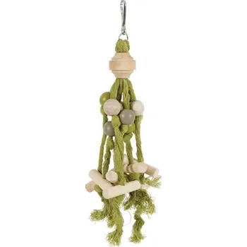 Hračka pro ptáka Hračka pro ptáky ZOLUX - Kito (L) závěsná dřevěná s provazy (MIX BAREV)