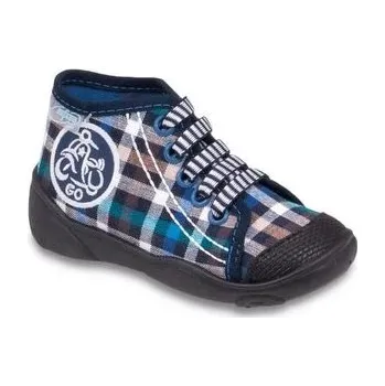 218P021 20 - tenisky-šněrovací, modro-černá kostka S 218P021_20