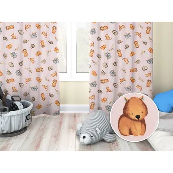 ubrus Dětský bavlněný závěs Sandra SA-533 Australská zvířátka na růžovém 150x210 cm