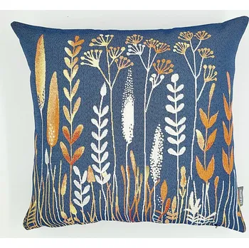 Dekorativní polštářek BYTEMA Gobelínový povlak na polštář DIVOKÁ LOUKA modrá 45 x 45 cm