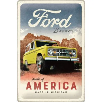Plechová cedule NOSTALGIC ART cedule FORD BRONCO Pride of America yellow