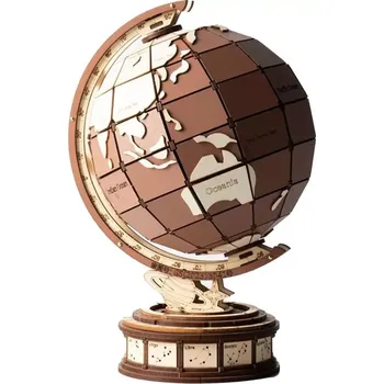 Stavebnice RoboTime 3D dřevěná skládačka Glóbus a divy světa