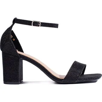Dámské sandále Černé třpytivé sandály na sloupku 1-210B Velikost: 39
