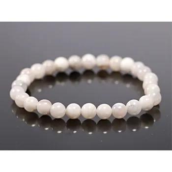 Náramek Magieprirody.cz Náramek Achát krajkový bílý crazy lace - 6 mm kuličky #882 - z přírodních kamenů