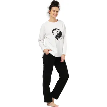 Dámské pyžamo Dámská souprava KEY 922 ecru-černá POLAR L 0