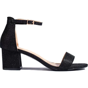 Dámské sandále Černé brokátové sandály na podpatku BL435B Velikost: 37