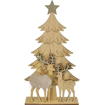 Vánoční dekorace Stromek se srnkami 33x18 cm