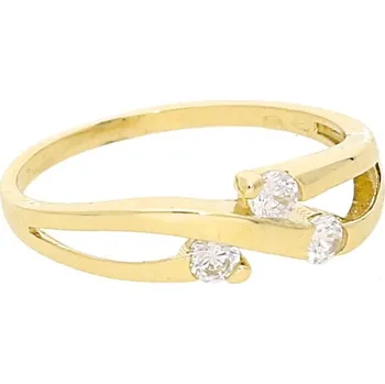 Prsten Goldstore Zlatý prsten tři bílé zirkony Velikost: 54, Váha: 1.55 g