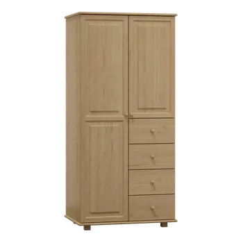 Šatní skříň Dřevěná šatní skřín MB 65c se šuplíky z borovice šířka 90 cm