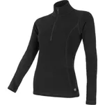 Sensor Merino Double Face dámské tričko s dlouhým rukávem, krátký zip, Černá M