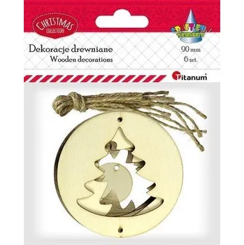 Drewniane zawieszki choinka 6szt