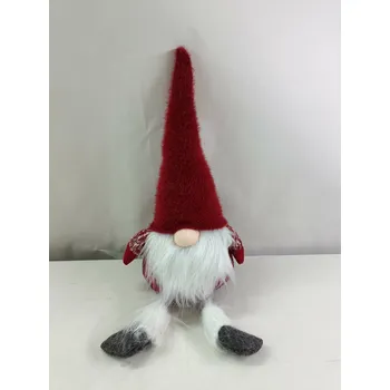 Vánoční dekorace Kontrast Vánoční skřítek ELFIE 53 cm s dlouhými nožkami červený/bílý