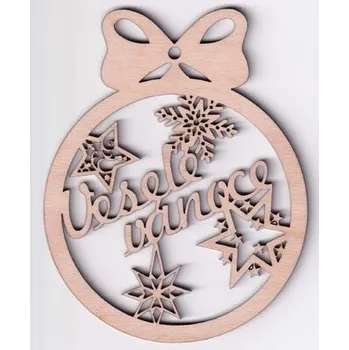 Dřevěná ozdoba Veselé Vánoce - hvězda 10 cm