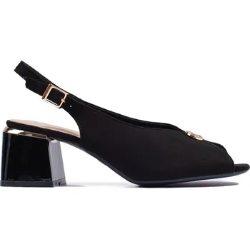 Dámské sandále Černé elegantní semišové sandály na sloupkovém podpatku LE0108P-B Velikost: 38